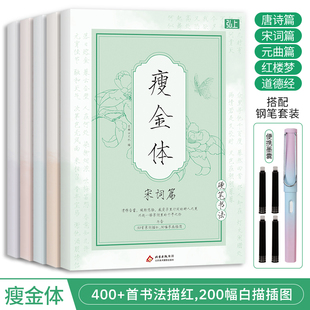 瘦金体硬笔书法临摹字帖诗词名著浅印描红钢笔练习本临摹字帖新手推荐 宋徽宗书法练习字帖 硬笔字帖钢笔套装