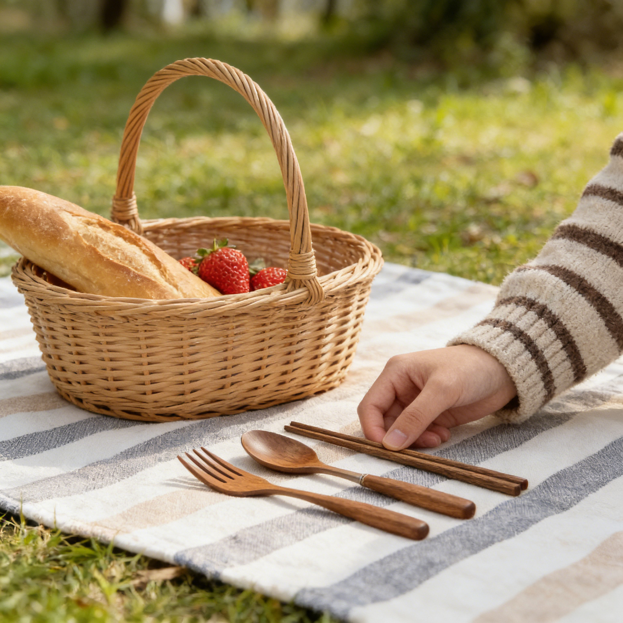 ins实木质筷子勺子套装便携收纳盒复古高级感一人学生上班族带饭