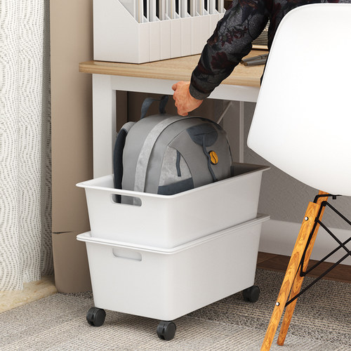 办公桌下置物架带滑轮工位收纳架