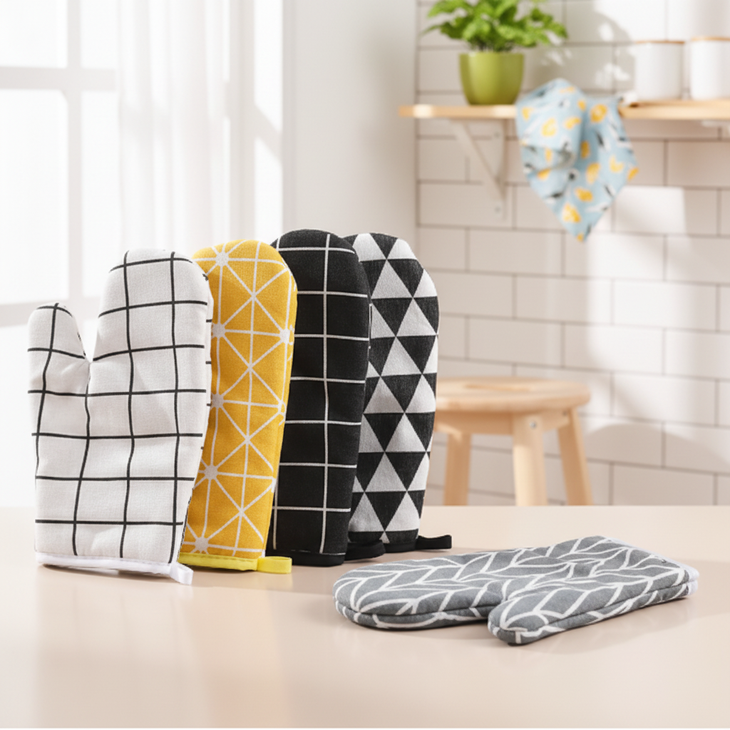 厨房手套耐高温防烫手套厨房隔热加厚微波炉烤箱烘焙耐热棉麻隔热