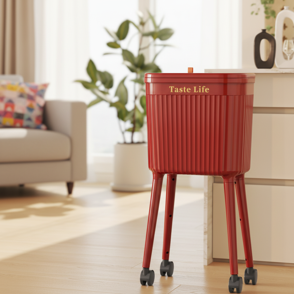 厨房垃圾桶免弯腰高脚带轮家用