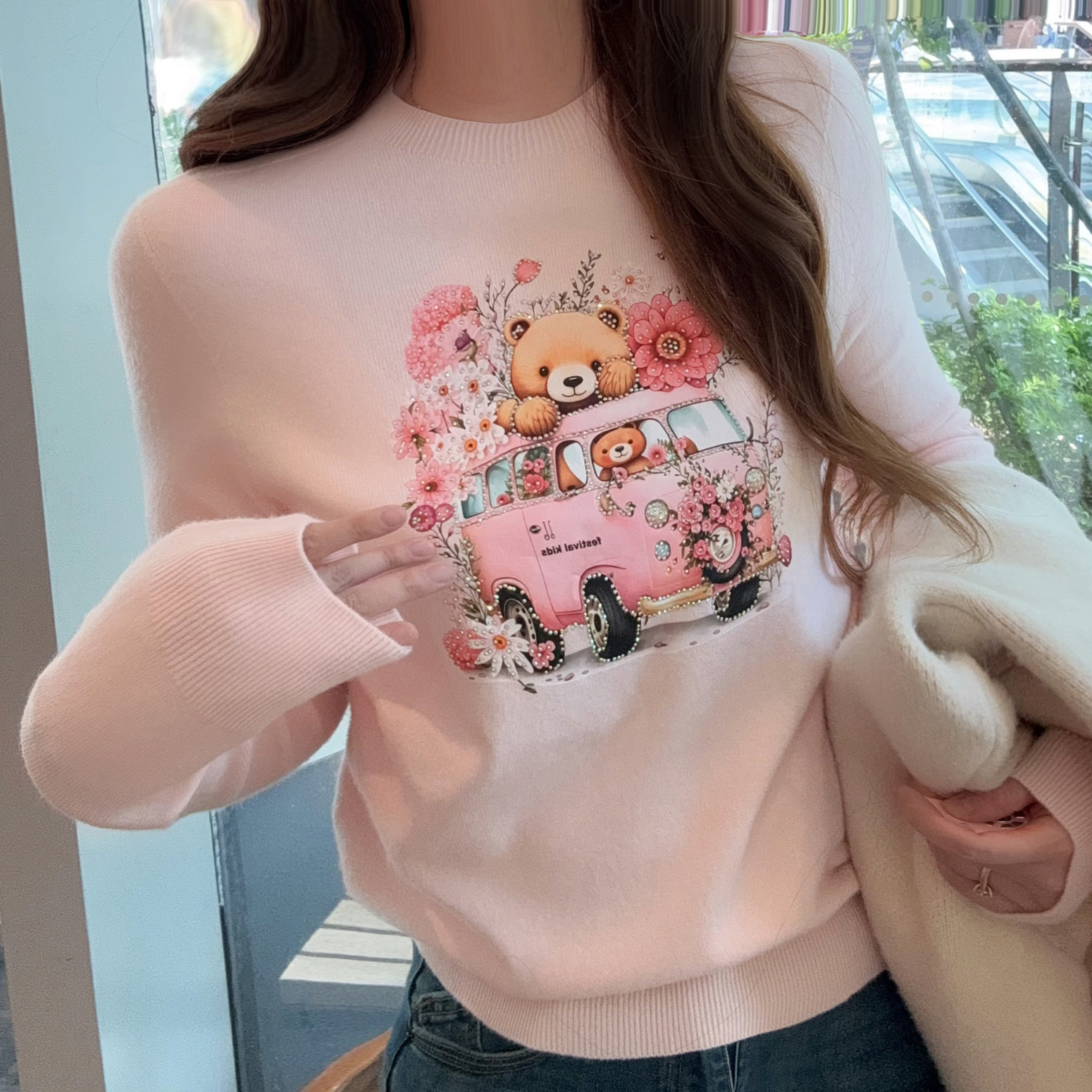正品专柜精品衫欧货精品重工秋冬圆领打底衫一体无缝毛衣针织衫女