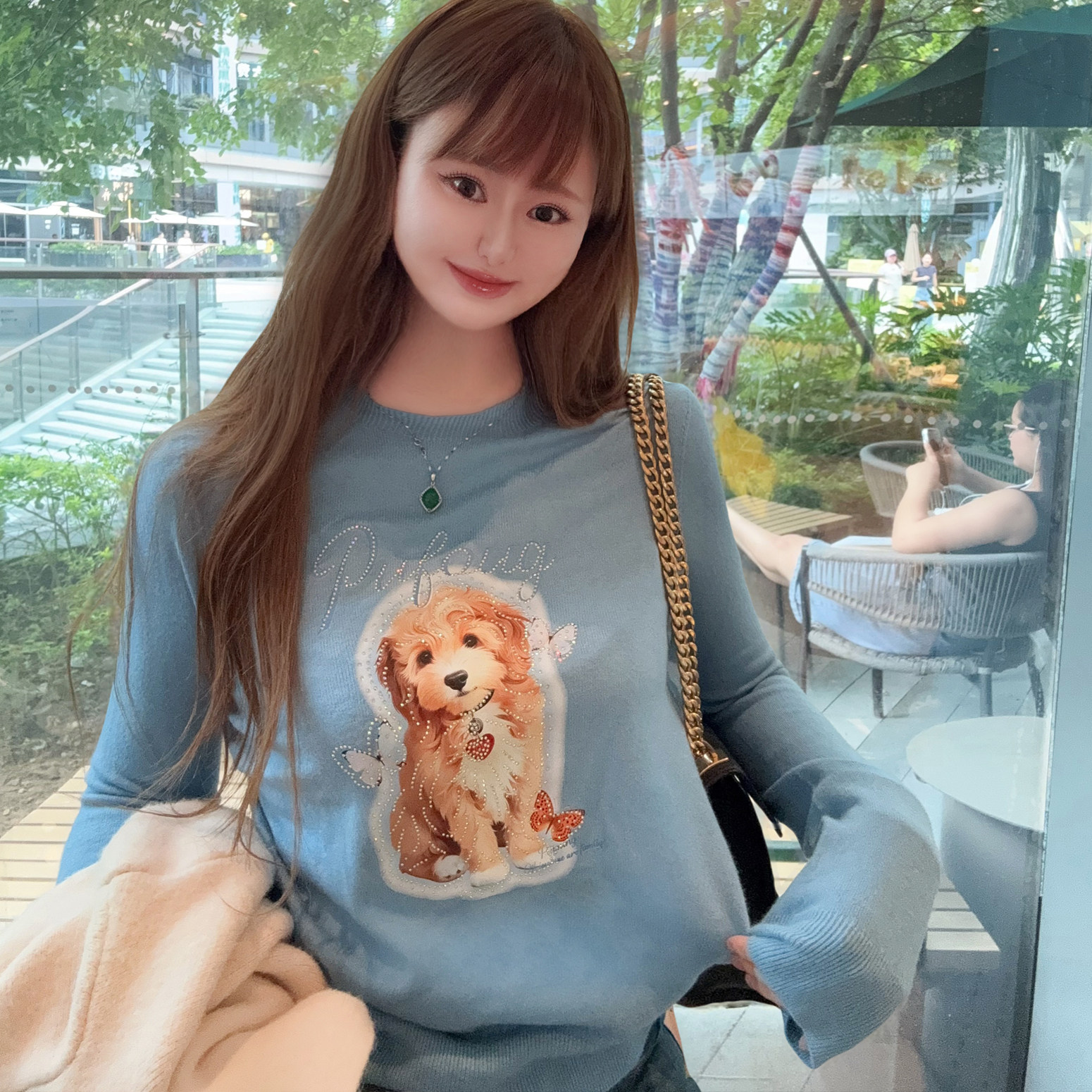显白正品专柜精品欧货精品重工秋冬圆领打底衫毛衣针织衫女