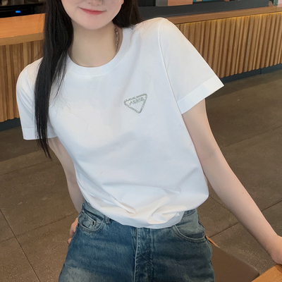 印花设计感白色新款百搭上衣ins