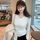 法式 女 毛衣白色针织衫 高档精品2025秋冬圆领内搭烫钻打底衫 毛衫