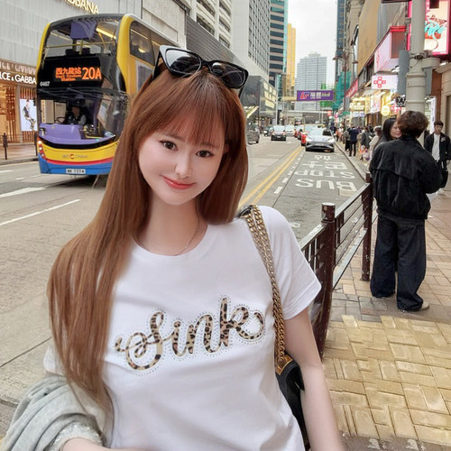 烫钻显瘦精品短袖T恤女
