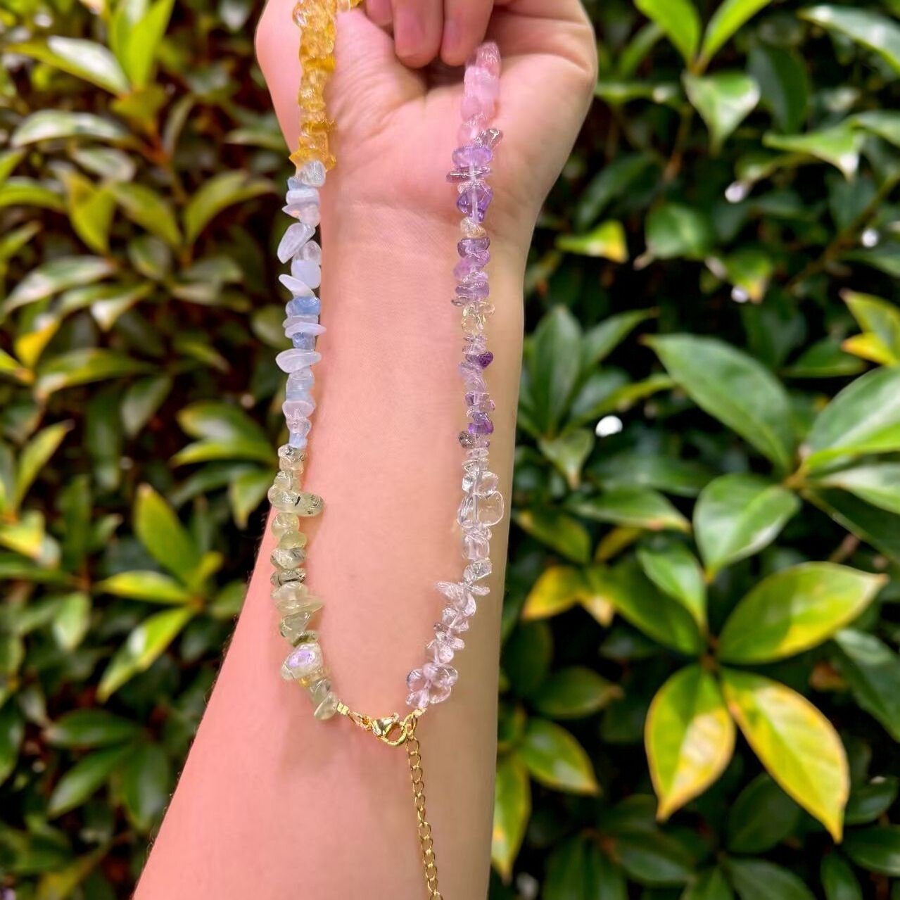 天然水晶多宝项链葡萄石颈链锁骨链女女士精致款多彩简约百搭