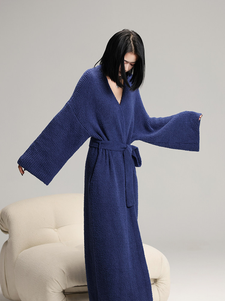 碧荣2024秋冬女式新睡袍珊瑚绒里绒加厚红色高级加长浴袍