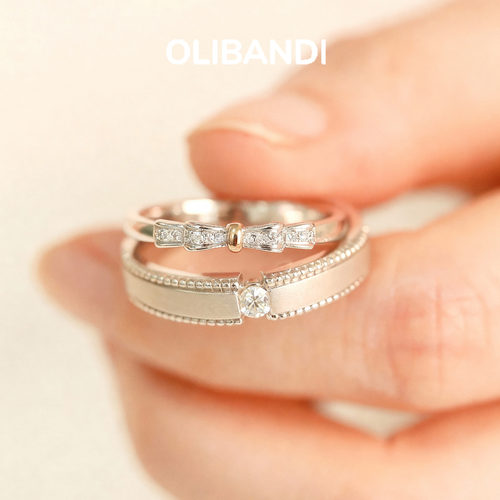 OBD原创925银实验室培育钻蝴蝶戒指情侣男女对戒轻奢求婚订婚戒指