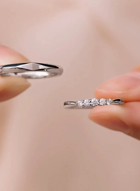 OBD培育钻石女戒S925银情侣对戒