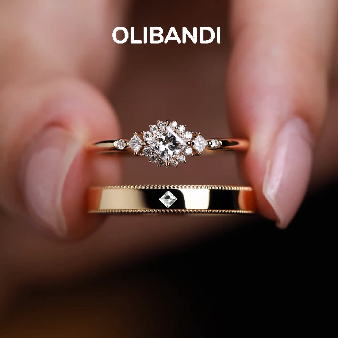 OBD925银原创结婚戒指女培育钻石情侣款对戒求订婚礼物小众设计