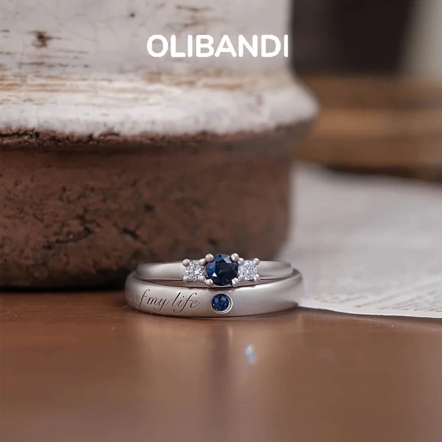 OBD原创925银培育蓝宝石情侣戒指男女对戒简约素圈小众设计指环