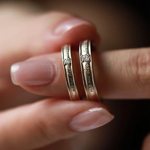 OBD 小众925银培育钻石戒指情侣男女对戒简约节日纪念排钻求婚戒