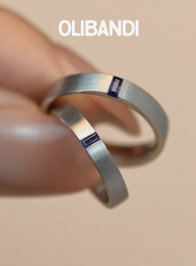 天然蓝宝石情侣款对戒