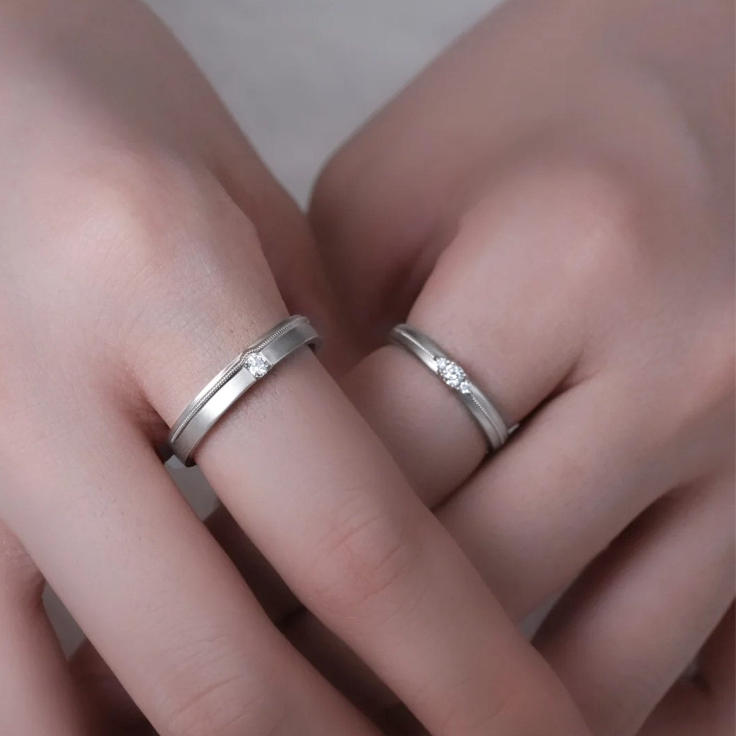 OBD925银实验室培育钻石情侣对戒