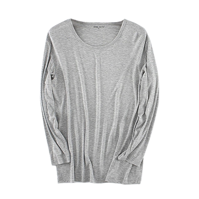 莫代尔长袖T恤男圆领加肥加大春秋季薄款宽松上衣大码内衣打底衫