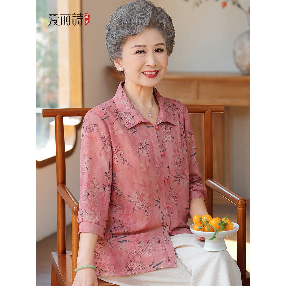 采购产品中老年妇女服装,奶奶的夏装,三分袖衬衫,母亲的宽松休