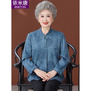 老人秋装衬衫女长袖大码中老年人妈妈春秋衬衣老太太衣服奶奶上衣
