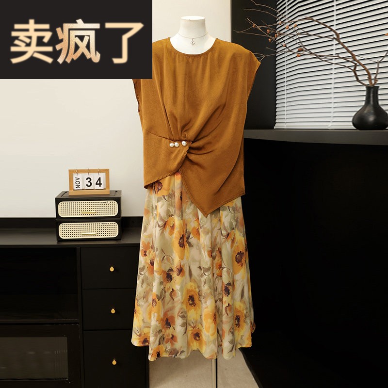 中年妈妈五十多岁洋气套装时尚减龄2026夏装新款雪纺短袖t母亲节