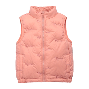 雅鹿儿童羽绒马甲中大童男童外穿背心女童刺绣轻薄保暖羽绒服内胆