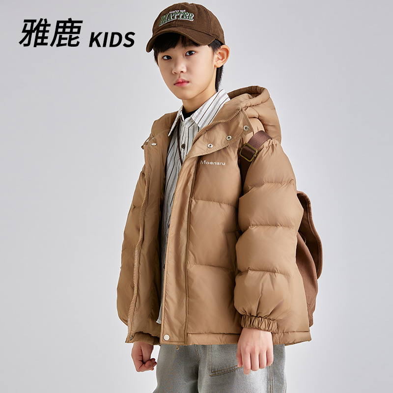 雅鹿儿童加厚羽绒服中大童保暖宽松冬季新款男童女童面包服亲子装