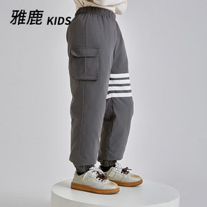 雅鹿儿童加厚羽绒裤户外保暖2024冬季新款中大童滑雪裤男女童裤子