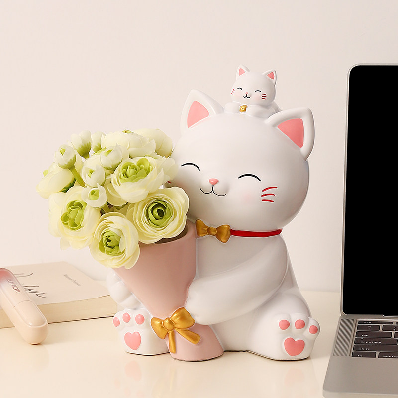 可爱治愈招财猫捧花摆件家居客厅电视酒柜桌面装饰好物送女生礼物,家居饰品,装饰摆件,淘宝优惠券,粉丝福利购,淘宝优惠卷