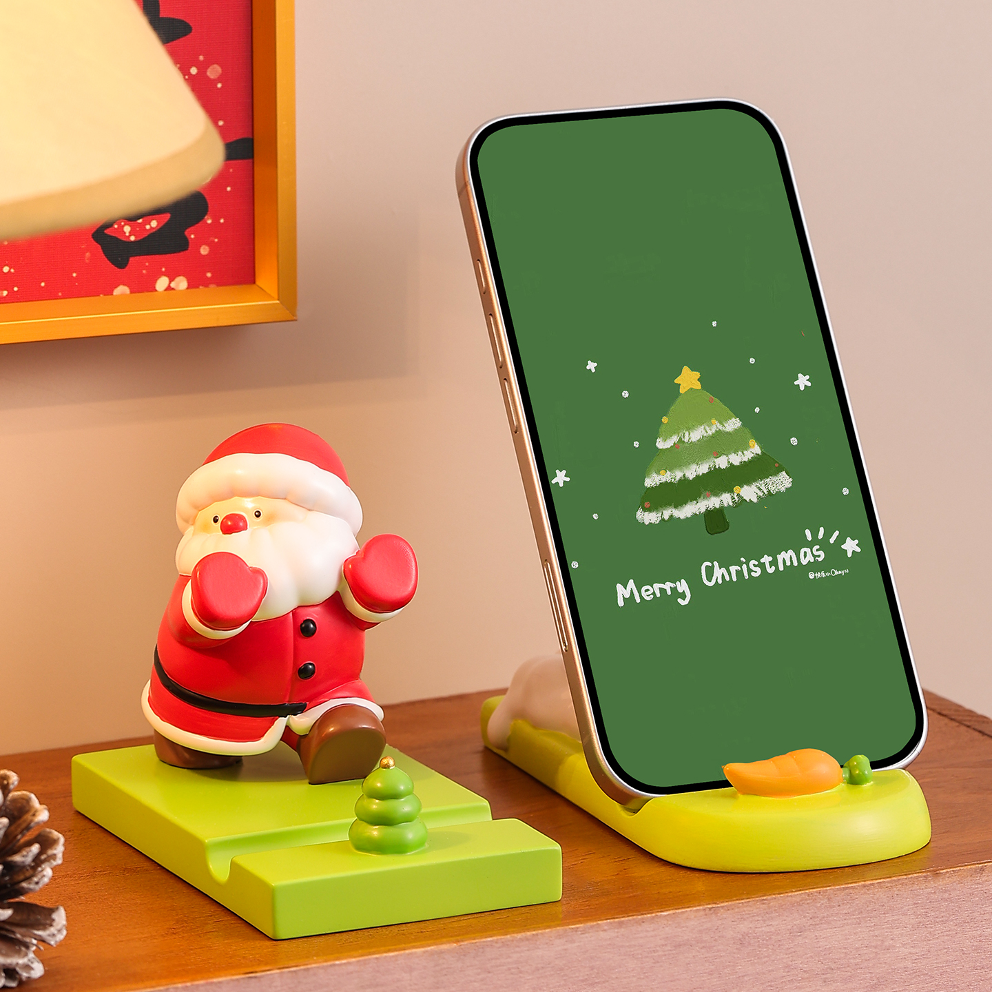 圣诞老人手机支架桌面摆件