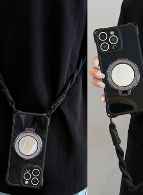 闪粉镜子支架适用iQOO15/13手机壳iQOONEO10四角可挂iqooz10Turbo手提绳neo9/8/7斜挎背带z9便携z7i防摔女6/5