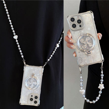 百福图风生水起旋转支架适用苹果17手机壳16promax四角可挂15pro斜挎iPhone14手提链13高级12/11防摔xsmax女7