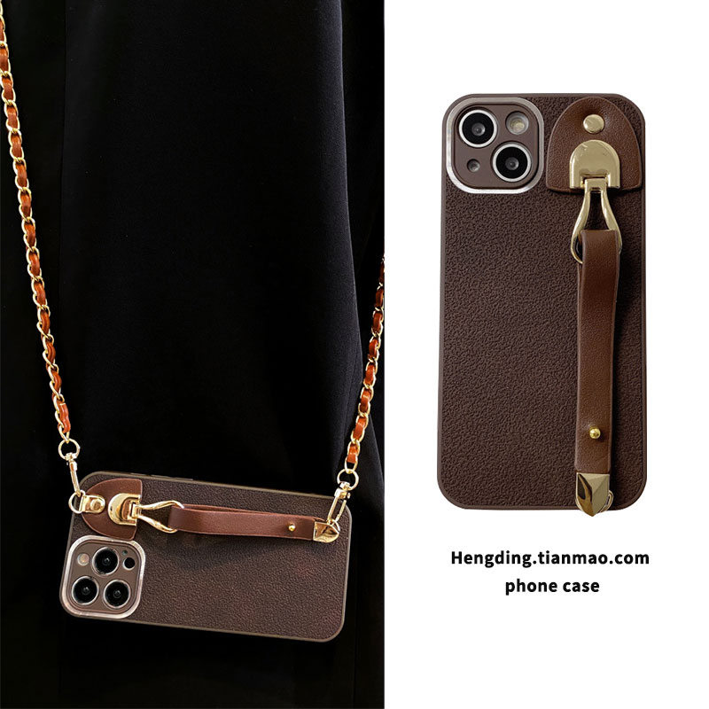 深咖色美德拉月坑纹三星斜挎背带