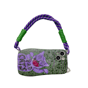 不务正夜猫手挂绳适用苹果14pro手机壳iphone15秋冬新款背带斜挎13猫耳小蛮腰12手提11耳机怪兽小书包7防摔8p