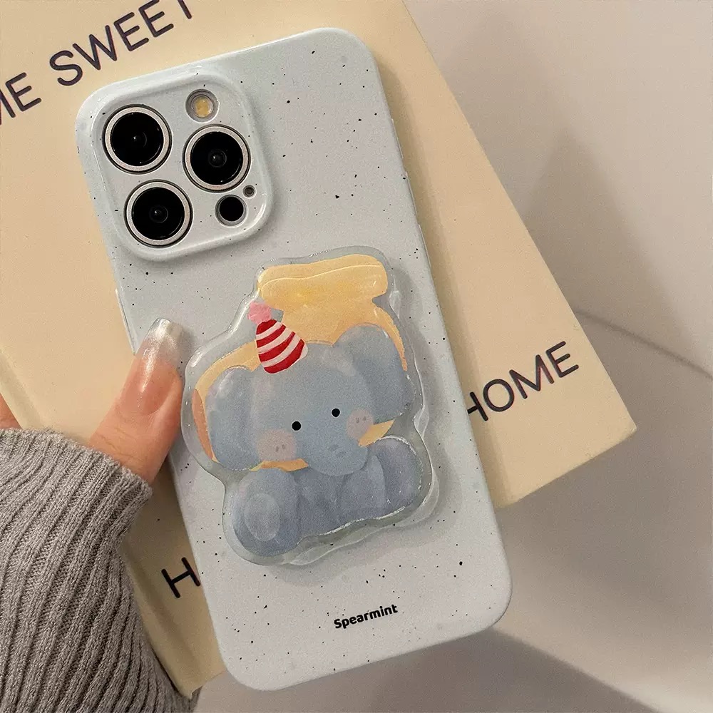 苹果ins韩系小象支架手机壳