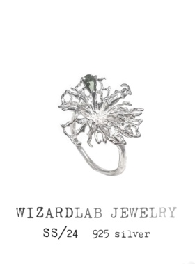 WIZARDLAB原创设计丨草药系列 手工雕蜡高级感纯银「枯荷叶」戒指