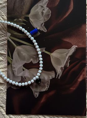 简约白瓷银珠双吊坠贝壳法式百搭小众设计钛钢不掉色项链