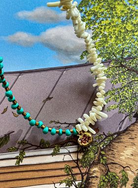 明星同款澳洲设计师原创小众品牌天然珊瑚拼接项链