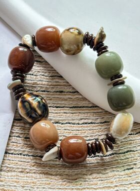 「野蛮生长」个性潮流陶瓷天然菩提自然质地小众原创设计项链