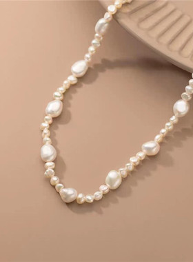 天然巴洛克珍珠项链女高级设计感小众锁骨链百搭颈链