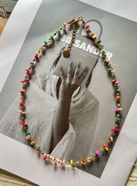 YH-JY新款错落彩色贝壳项链女轻奢设计感小众高级感气质锁骨链