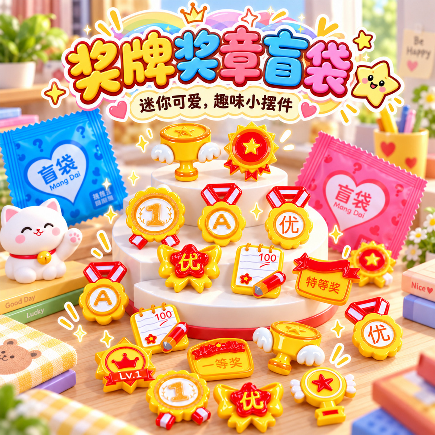 奖章牌盲袋小礼物儿童一年级奖励小礼品幼儿园盲盒奖品小学生玩具