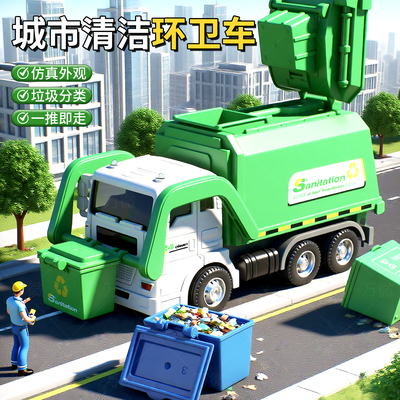 垃圾车儿童玩具超大号合金扫地车清运城市分类环卫清扫男孩工程车