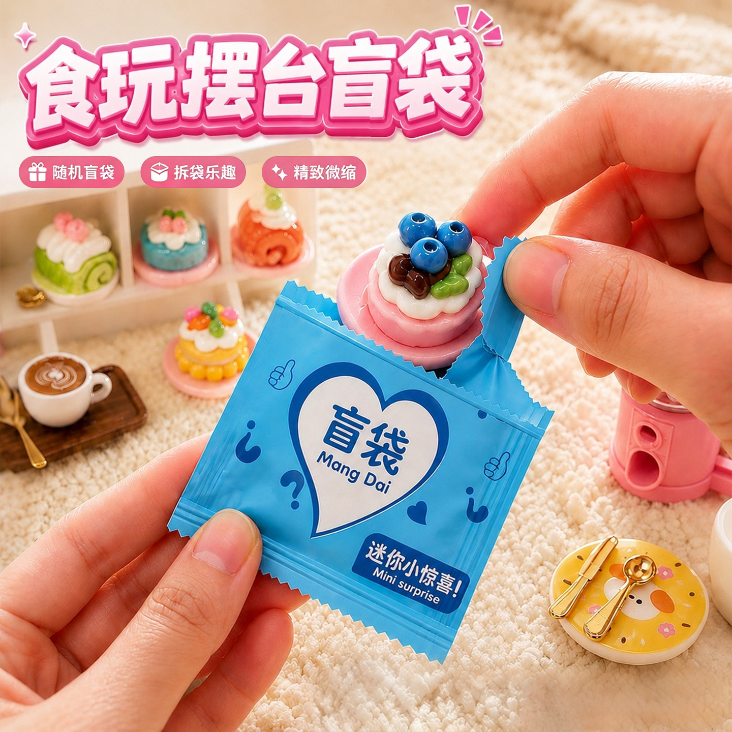 微缩食玩迷你小盲袋小礼物学生奖励仿真甜品过家家玩具盲盒男女孩