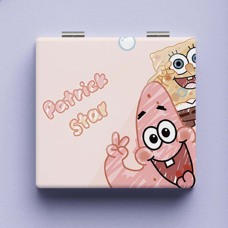 可爱卡通表情系列化妆镜迷你便携式小镜子方形少女风双面镜美妆镜