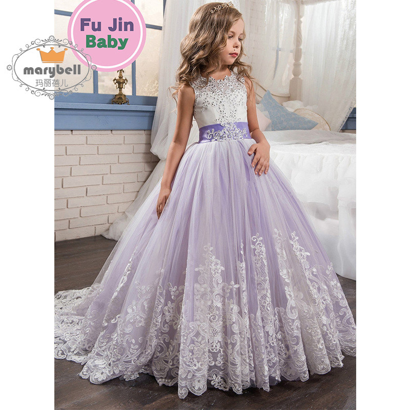 女童礼服裙走秀主持钢琴表演裙公主裙女童蓬蓬纱长裙儿童演出裙夏