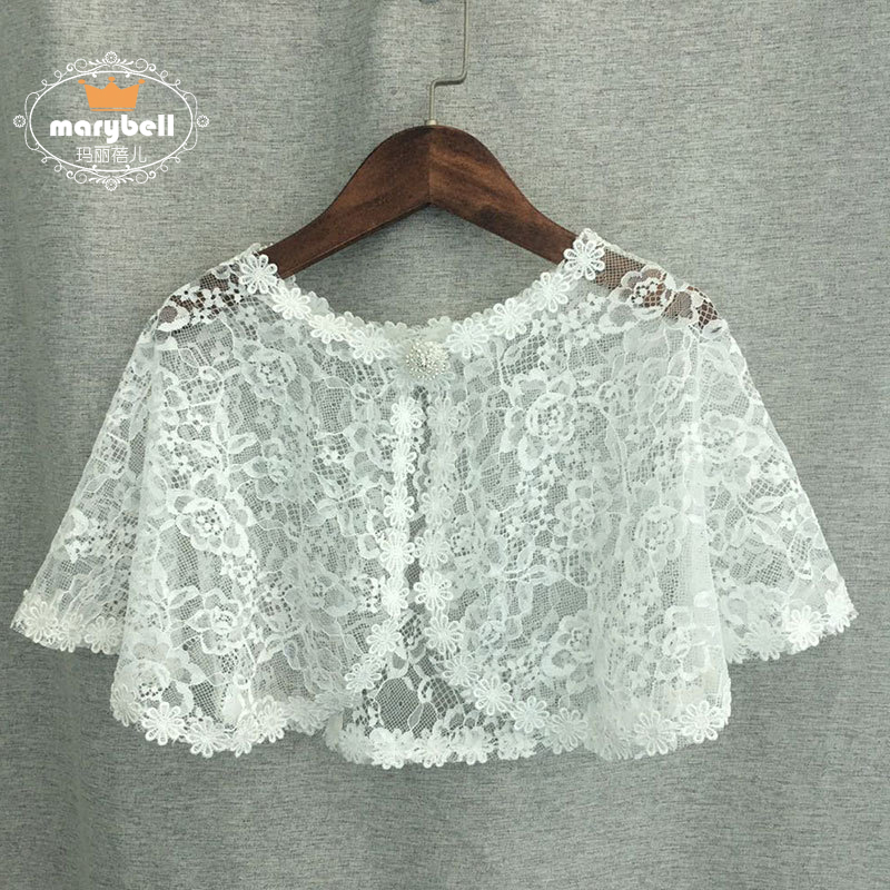 女童公主礼服外套披肩蕾丝绣花