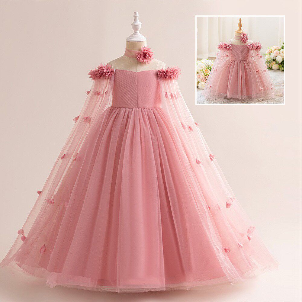 女童礼服网纱蓬蓬长裙儿童六一儿童节主持走秀钢琴演出裙宴会礼裙