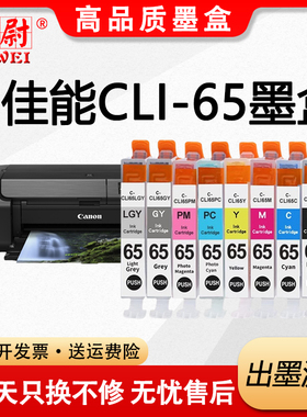 科尉适用佳能pro200墨盒CLI-65 CANON PRO-200打印机墨盒CLI65 PIXMA CLI-65BK黑色彩色八色填充墨水盒