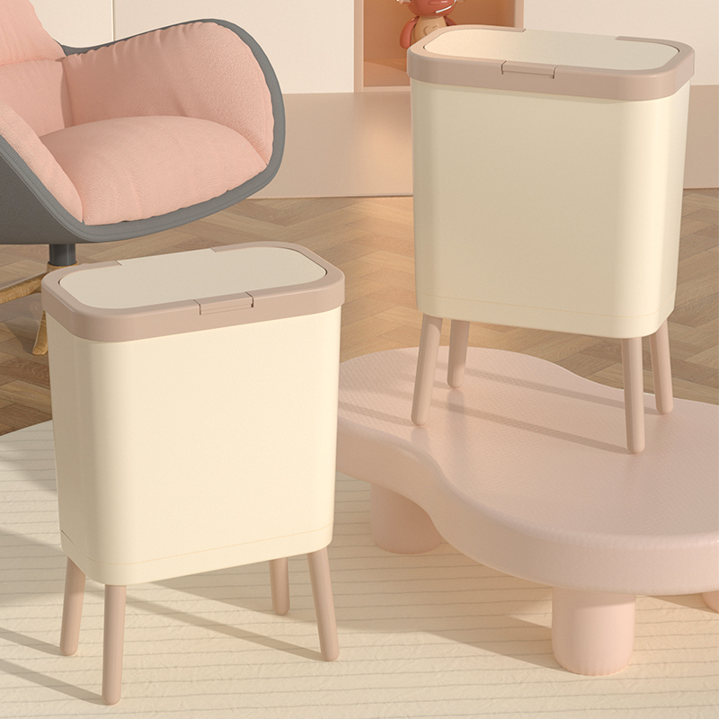 窄型按盖15L超大容量高脚垃圾桶