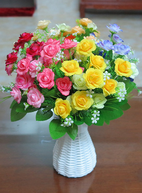 家居装饰单支玫瑰假花仿真花束婚庆绢花客厅室内餐桌装饰品摆件设