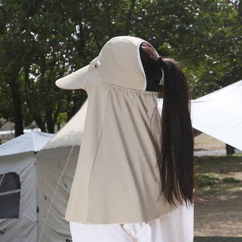 可拆卸防晒帽披肩帽子二合一透气全方位防紫外线户外遮阳帽遮脸女